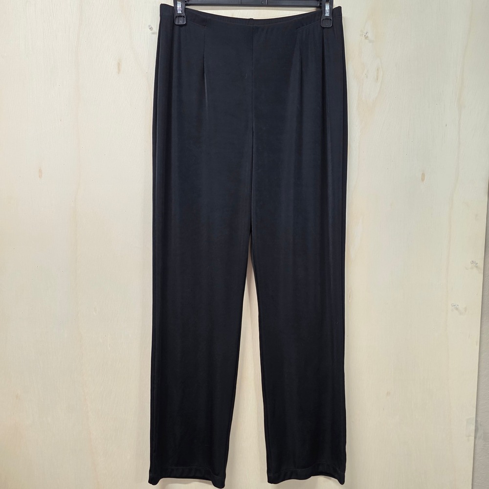 Chico's Easywear Black Straight Leg Pants Womens Size 2 Large High Rise Stretch